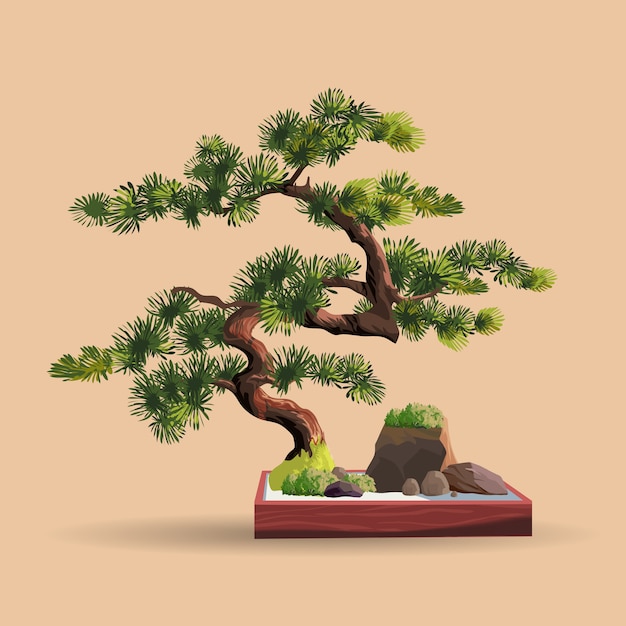 Vector beautiful realistic tree isolated on beige