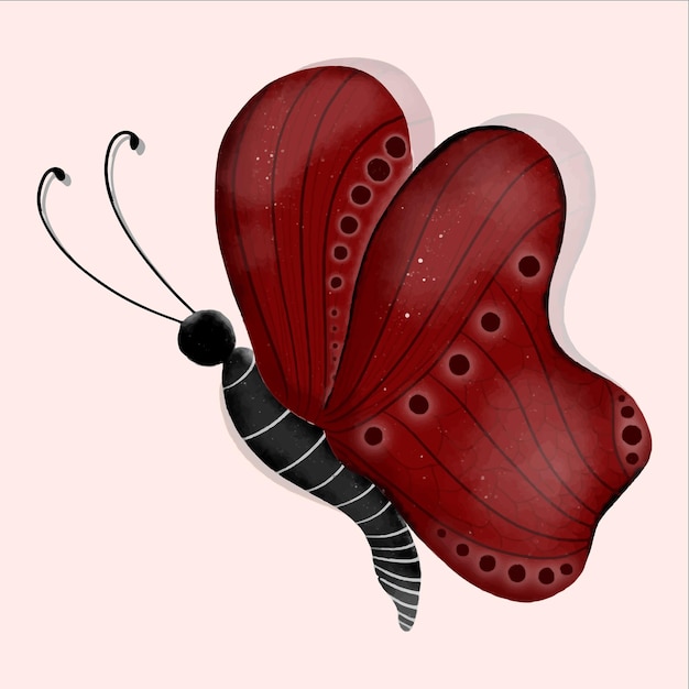 Vector beautiful red black butterfly