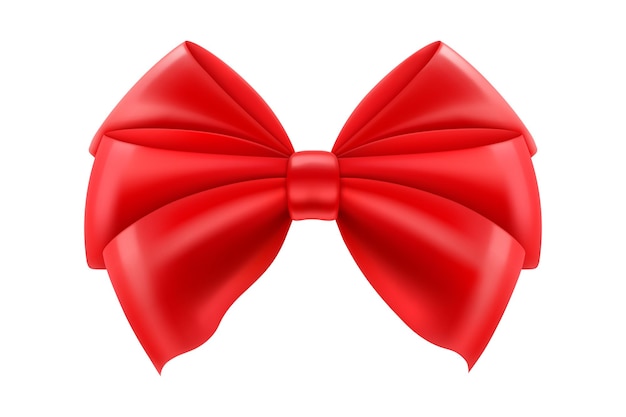 Vector beautiful red bow made of satin ribbon isolated on white background can be use for decoration gifts