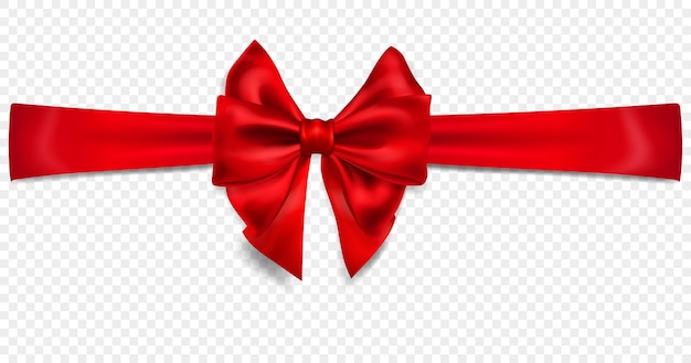 Premium Vector  Bow of thin red ribbon with shadow