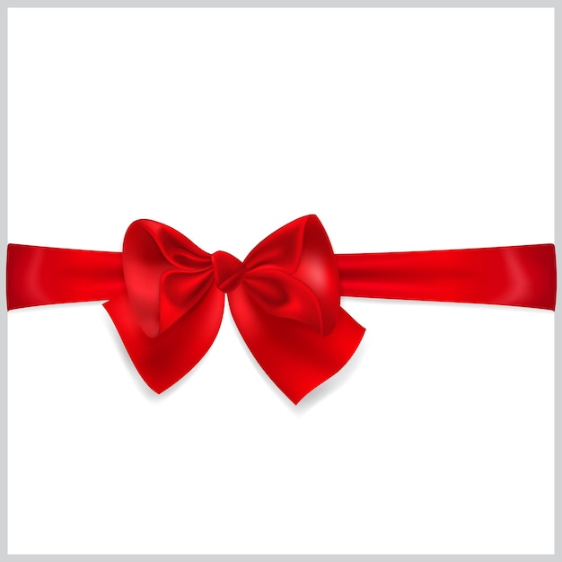 Beautiful red bow with horizontal ribbon