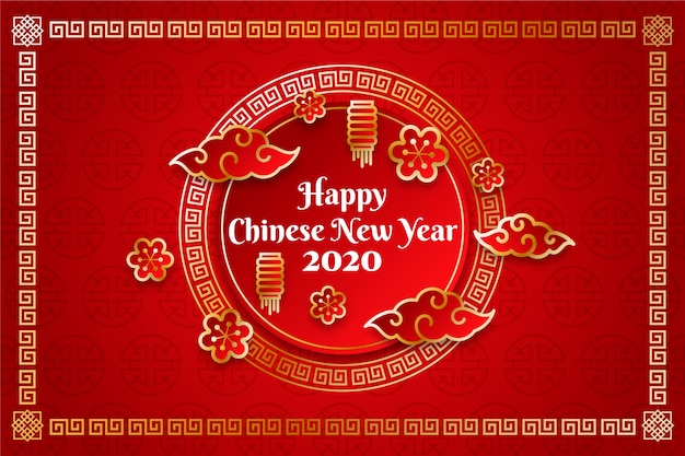 Vector beautiful red & golden chinese new year