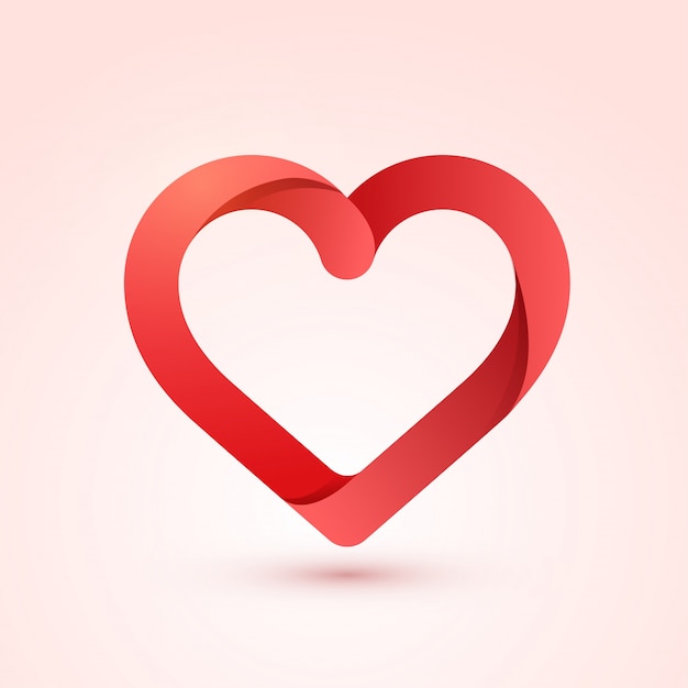 Beautiful red heart on white background, happy valentines day concept.