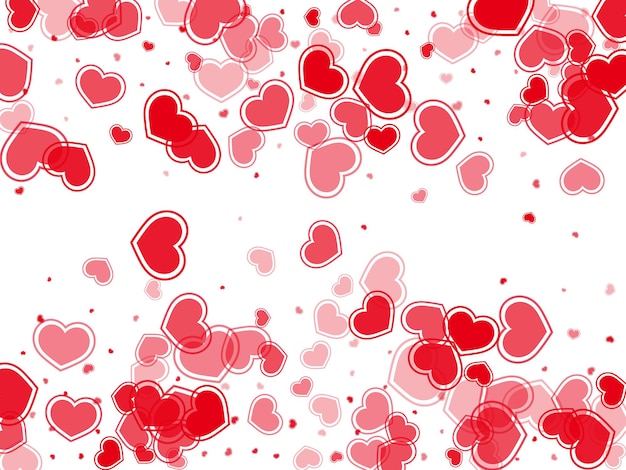 Beautiful red hearts falling vector illustration