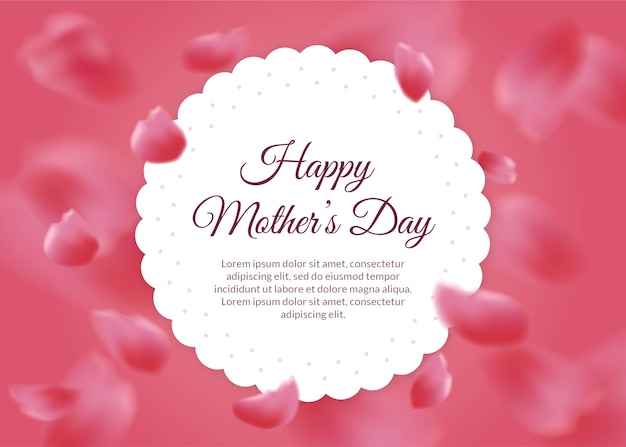 Vector beautiful red rose petals mother's day card