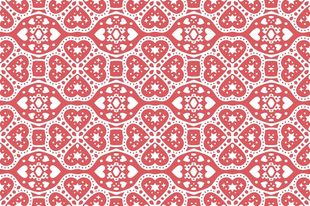 Beautiful red  seamless pattern with heart shapes