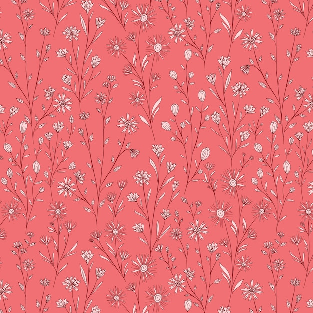 Beautiful Red Small Floral Garden Pattern