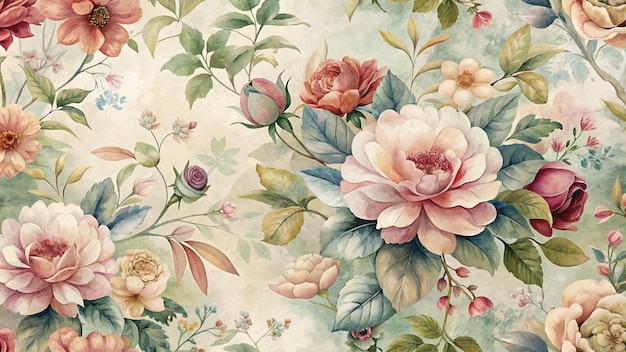 Beautiful retro feel flower watercolor background