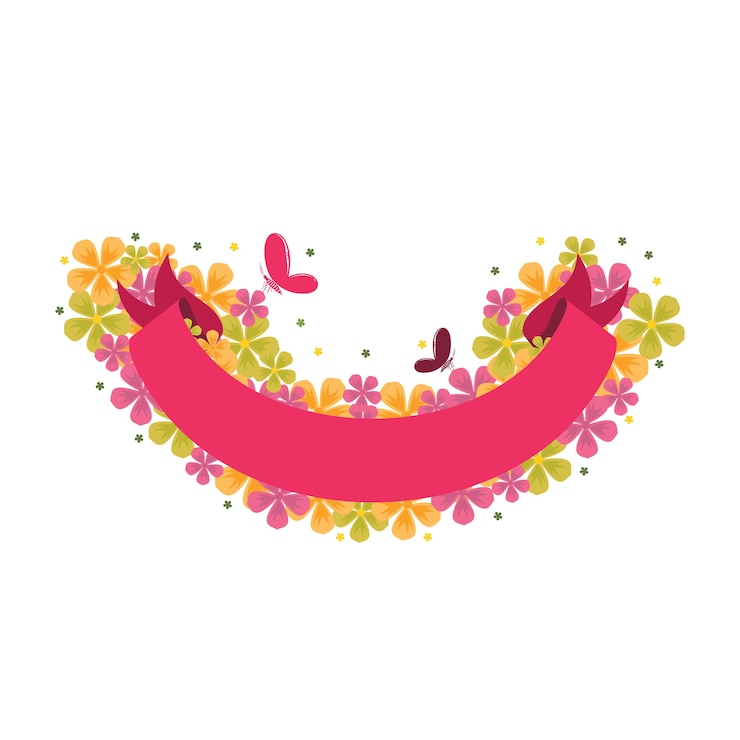 वेक्टर beautiful ribbon banner floral flower wedding decorative