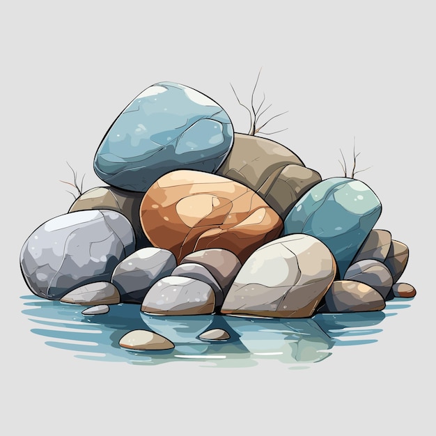 Vector beautiful river stone illustration