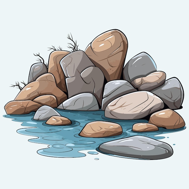 Beautiful river stone illustration