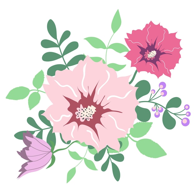 Красивый романтический элемент с листьями роз, цветочными букетами, цветочными композициями