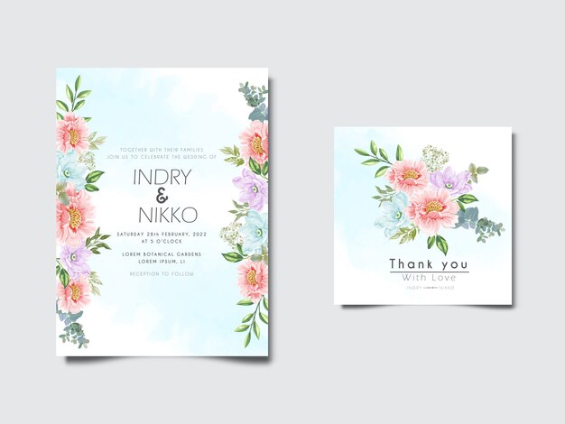 beautiful and romantic floral wedding invitation card