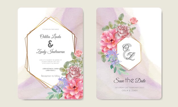 beautiful and romantic flower wedding invitation