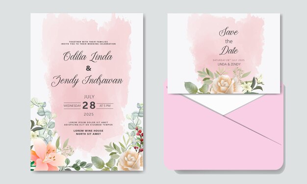 Beautiful and romantic flower wedding invitation