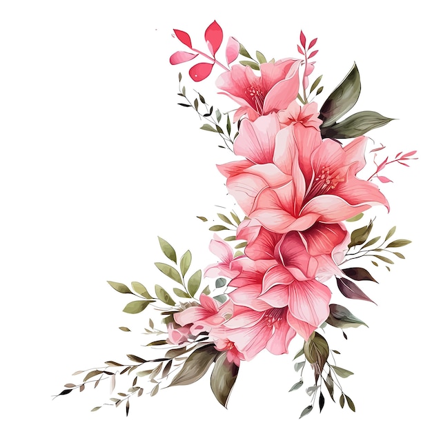 Vector beautiful romantic flowers flowers decoration on a white background