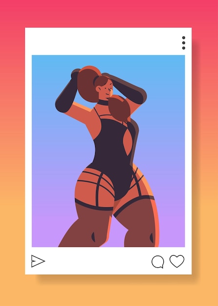 Vector beautiful romantic lady sexual woman posing in sexy underwear pretty girl wearing in bdsm style vertical vector illustration