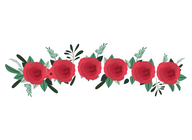 Vector beautiful rose decoration isolated icon