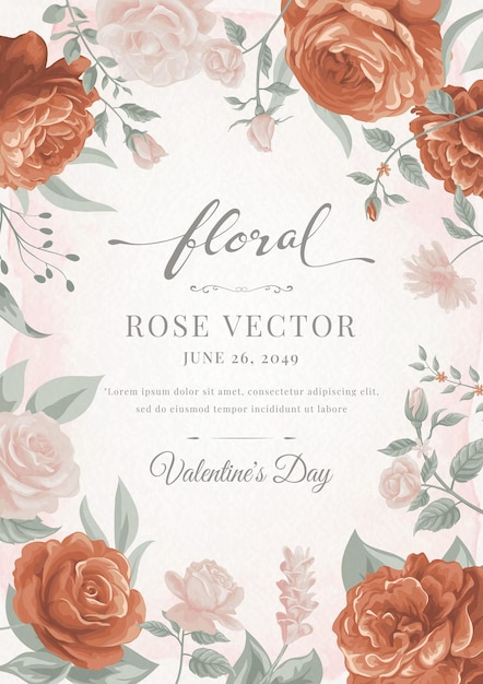 Bella rosa fiore e foglia botanica illustrazione dipinta digitale per amore matrimonio san valentino o arrangiamento invito design biglietto di auguri.