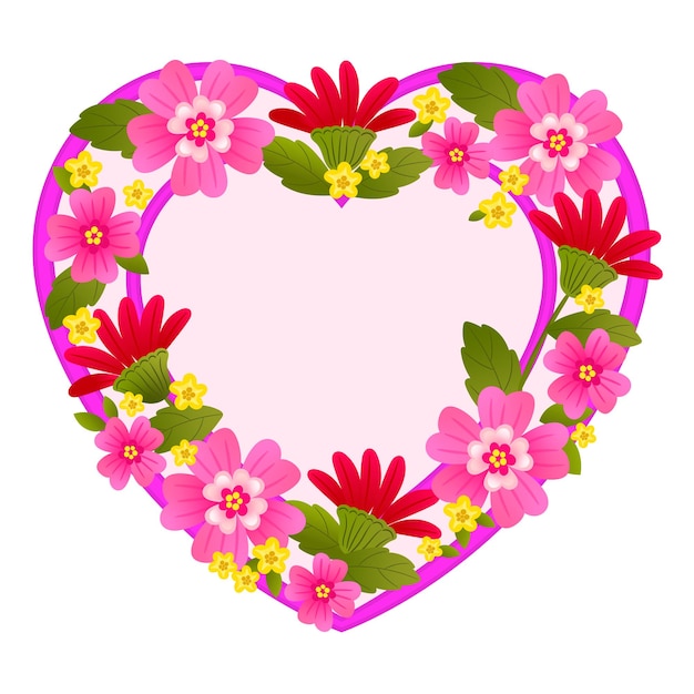 Beautiful rose flower and botanical leaf heart shape