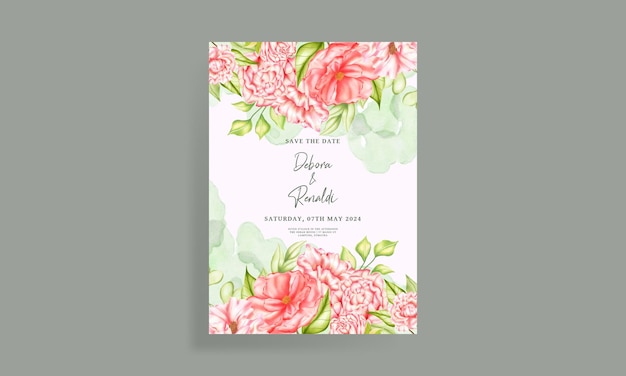 Vector beautiful rose flower wedding invitation template