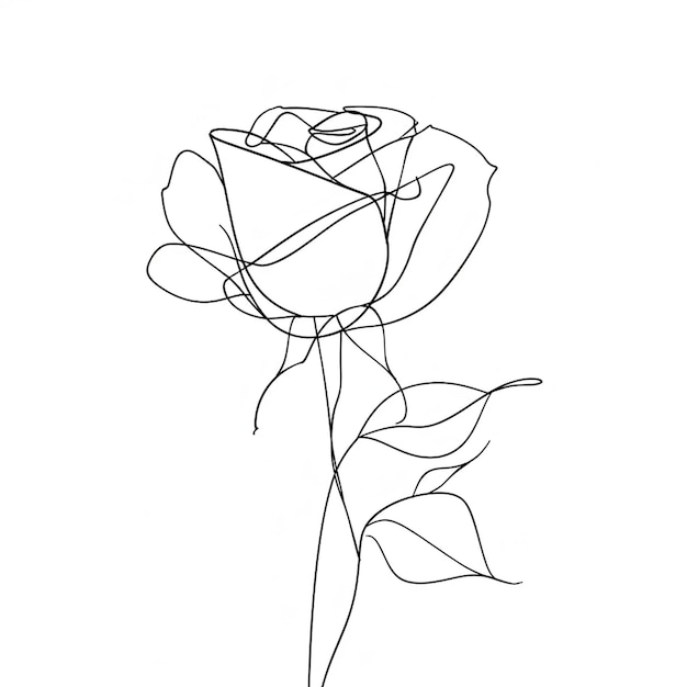 beautiful rose line art sketch minimalist
