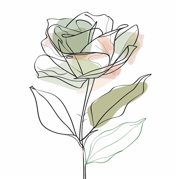 beautiful rose line art sketch minimalist