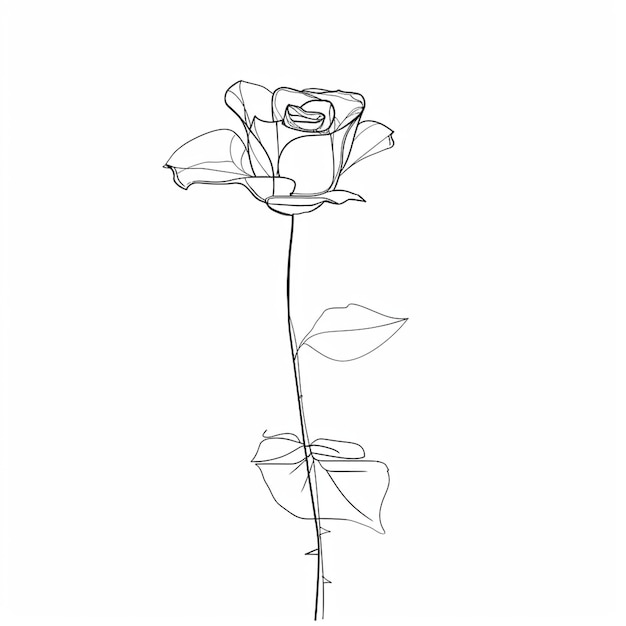 Beautiful rose line art sketch minimalist