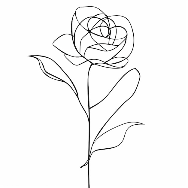 Vector beautiful rose line art sketch minimalist