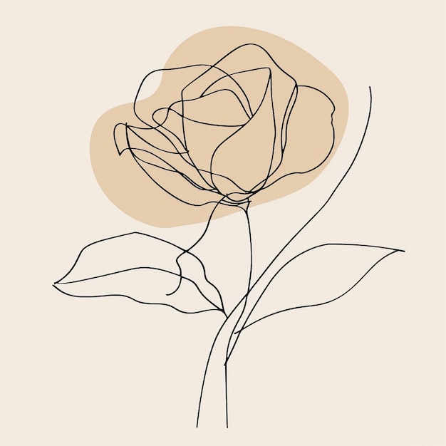 Beautiful rose line art sketch minimalist