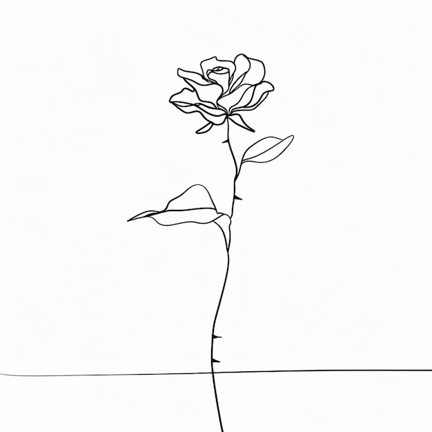 Vector beautiful rose line art sketch minimalist