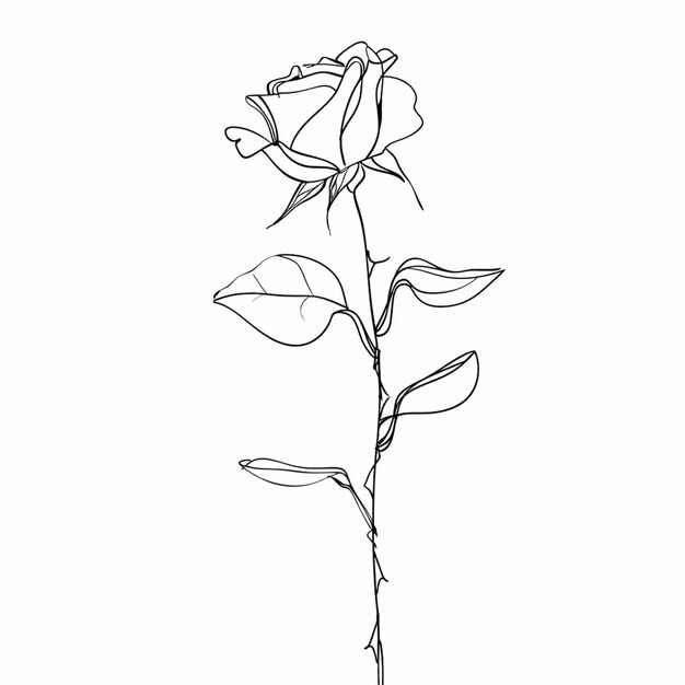 Vector beautiful rose line art sketch minimalist