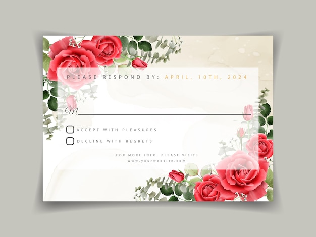 Beautiful rose watercolor wedding invitation templates