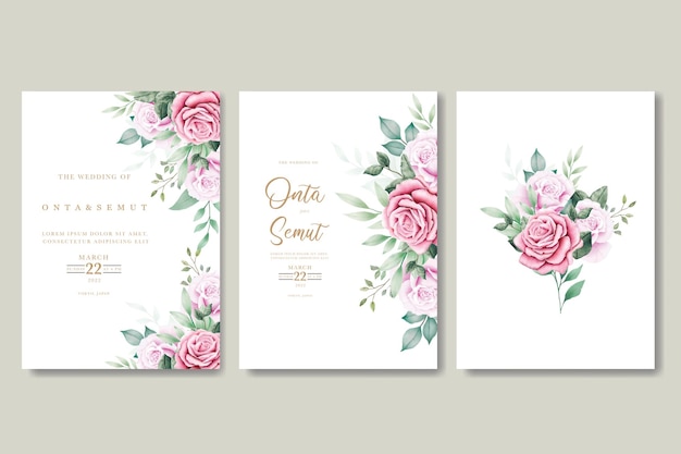 Beautiful rose wedding invitation card template