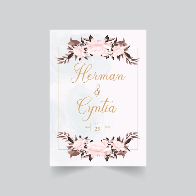 Beautiful roses and a beautiful valentines day invitation with golden frame