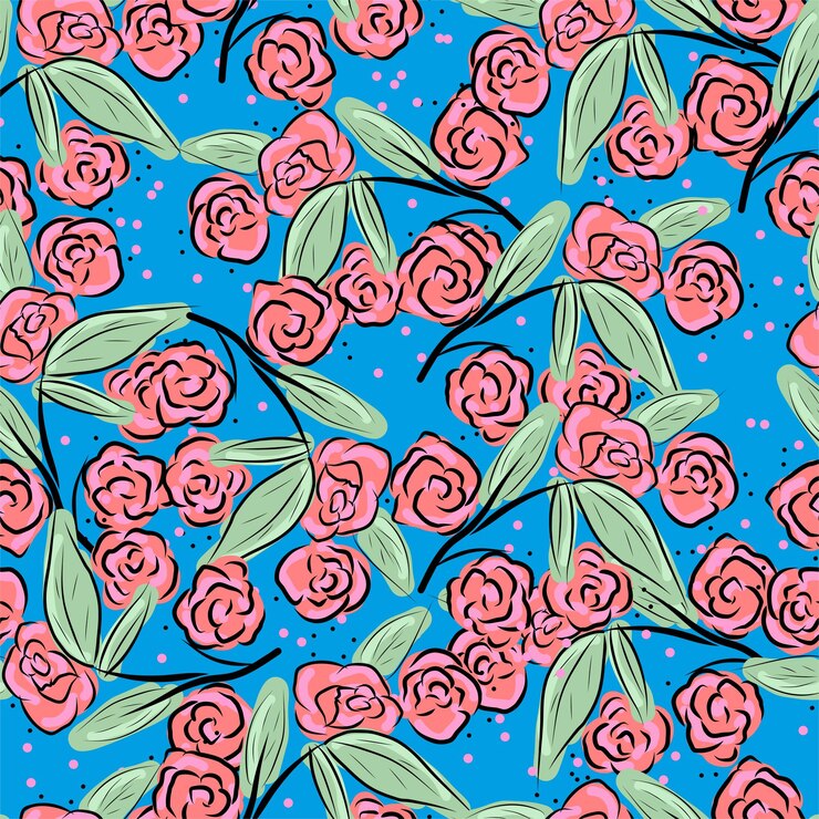 Vector beautiful roses bouquet fashion background pattern seamless