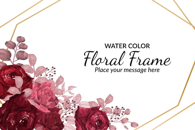 Beautiful roses floral frame template designs set with watercolor Premium Vector