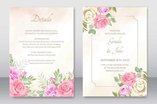 Beautiful roses invitation card template