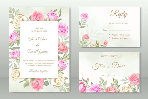 Beautiful roses invitation card template