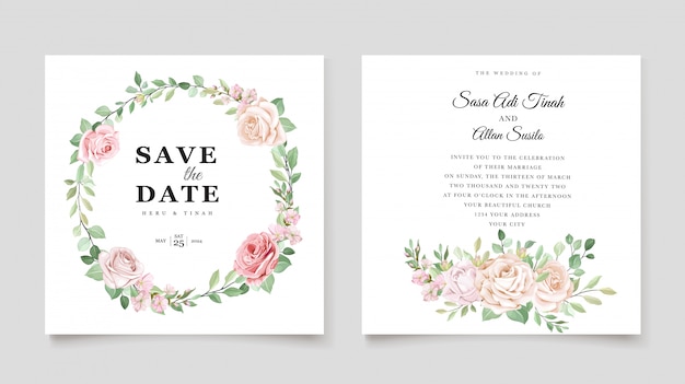 Vector beautiful roses invitation card template