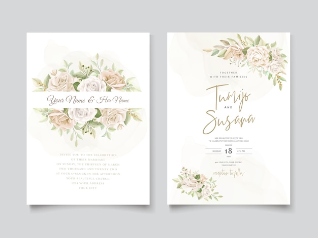 Vector beautiful roses invitation card template