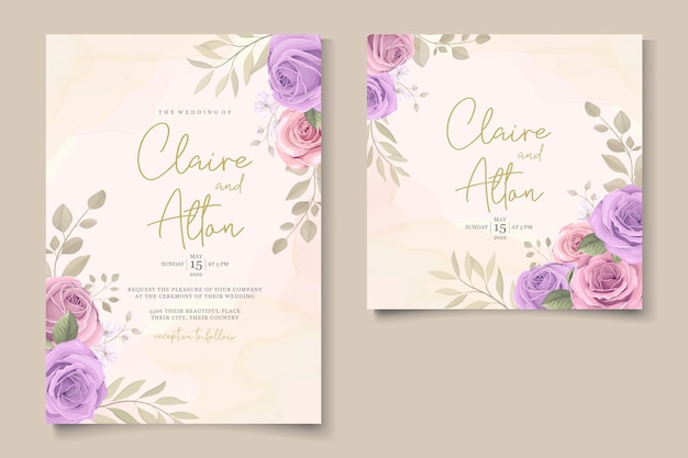 Beautiful roses invitation card template