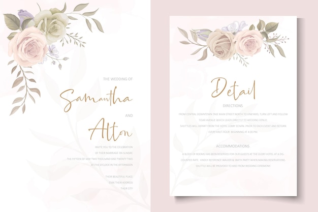 Beautiful roses invitation card template