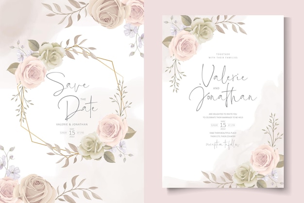 Vector beautiful roses invitation card template