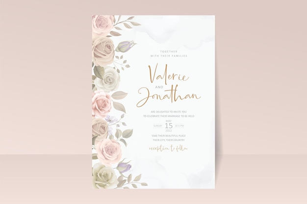 Beautiful roses invitation card template