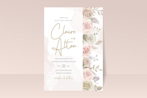 Beautiful roses invitation card template