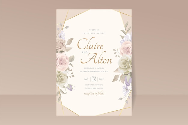 Beautiful roses invitation card template