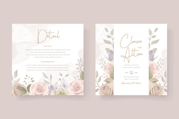 Beautiful roses invitation card template