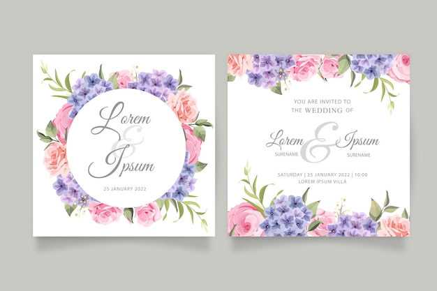 Beautiful roses wedding card template