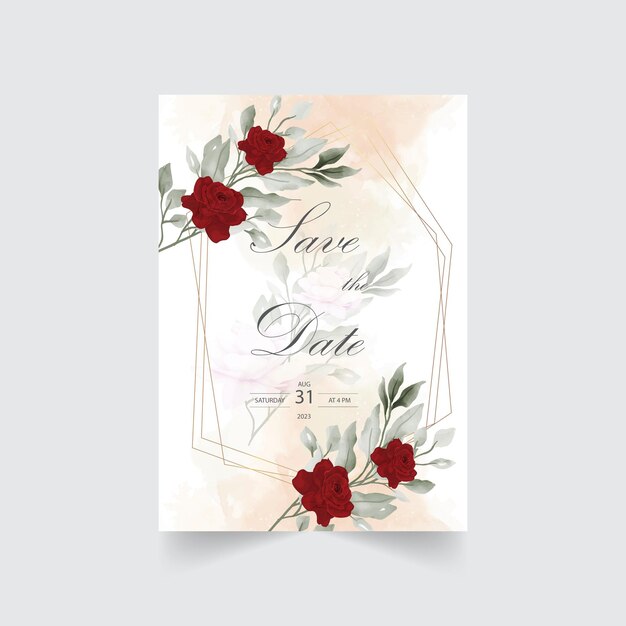 Beautiful roses and wildflowers wedding invitation card